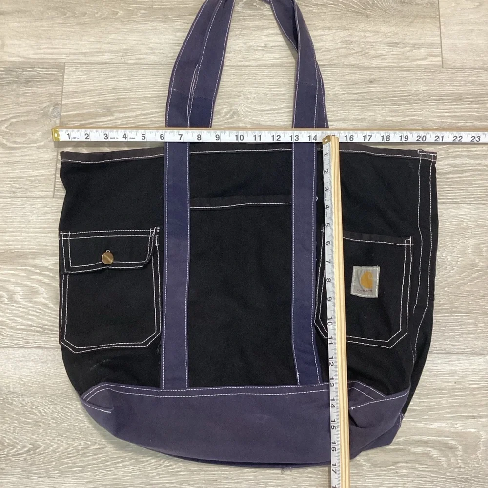 Reworked Custom Carhartt Recicle Heavy Duty Black and Blue Utility Tote Bag
